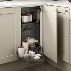 White Ready Assembled Pre-Fitted Full Extension Pull Forward Corner Cabinet