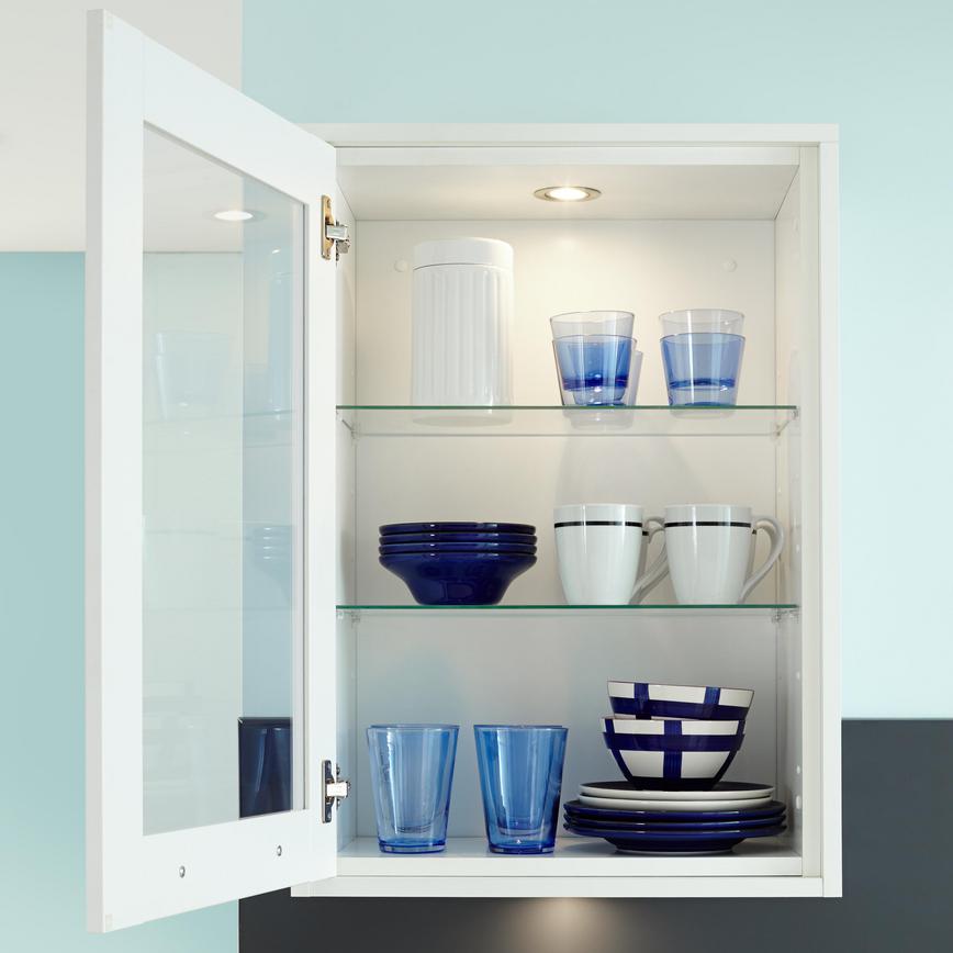 Full-Height Glass Wall Unit with Internal Glass Shelves