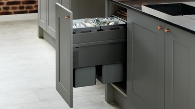 Door Mounted 2 x 23 Ltr Recycling Grey Waste Bin