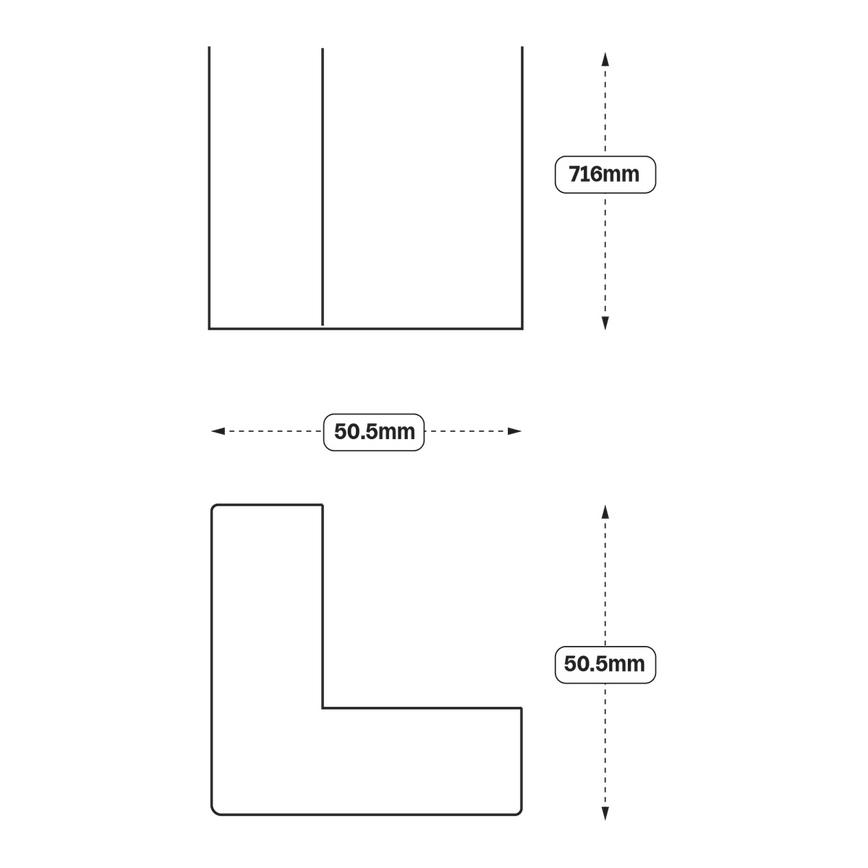 Full Height External Corner Post (XX7W) Line Drawing