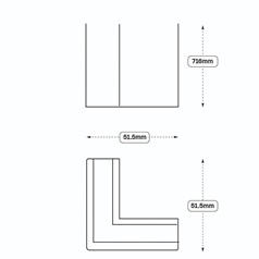 J Pull FH External Corner Post (XX7W) Line Drawing