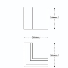 J Pull Half Height External Corner Post (XX7Y) Line Drawing