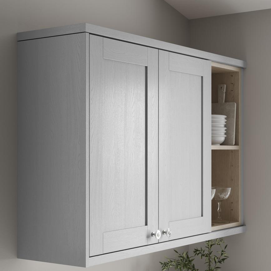 Grained Dove Grey Cornice/Pelmet Square Profile fitted with wall cabinet