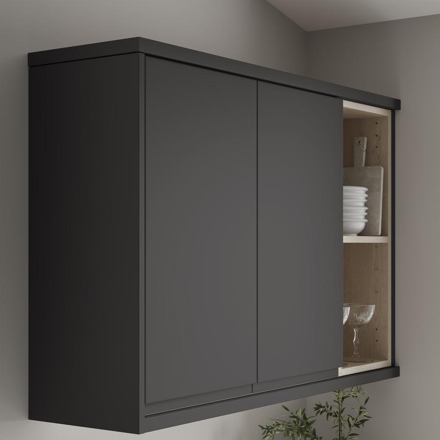 Super Matt Charcoal Cornice/Pelmet Square Profile fitted with wall cabinet