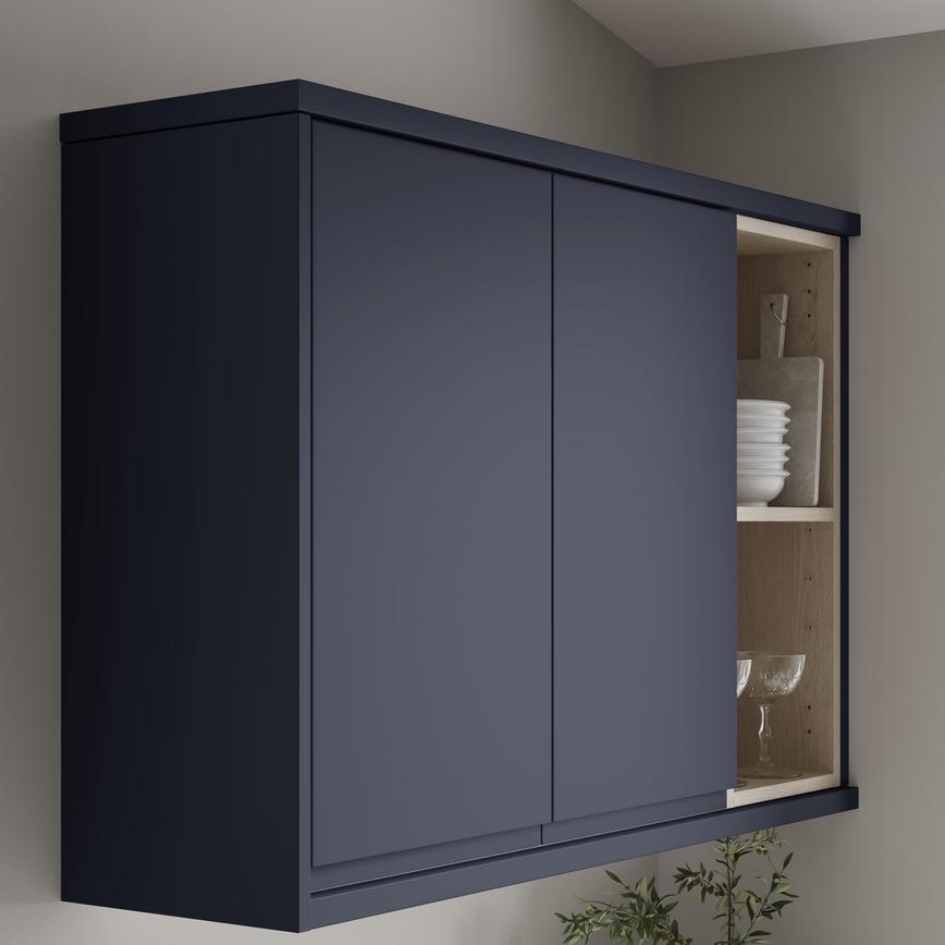 Speckled Matt Navy Square Profile Cornice/Pelmet fitted with wall cabinet