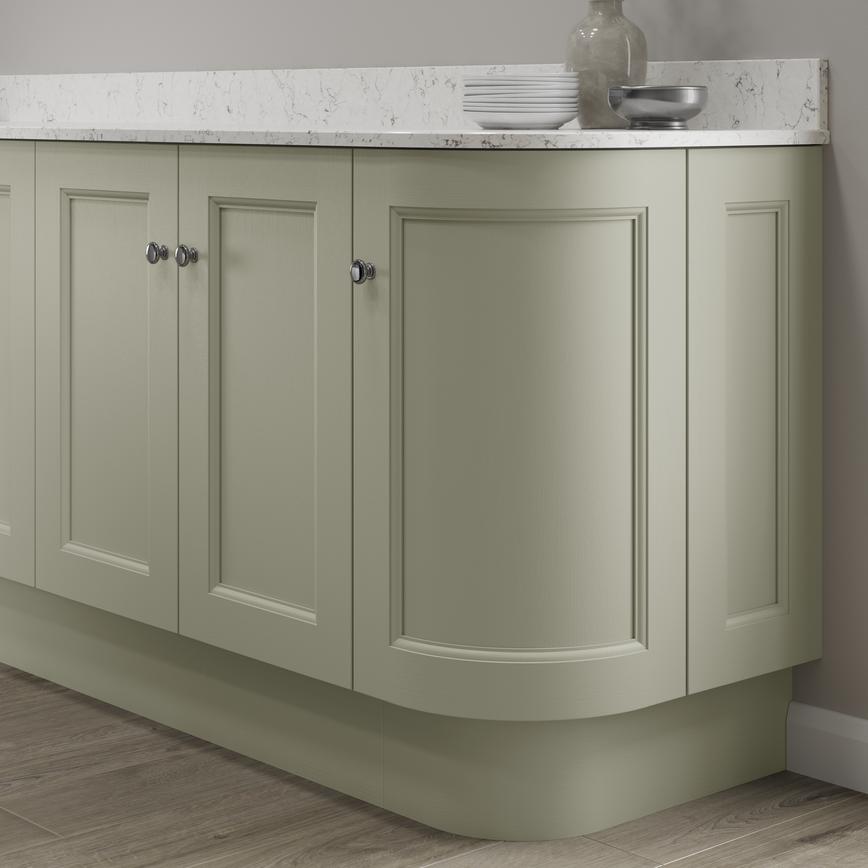Sage Green MDF Curved Base End Plinth