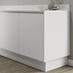 Matt white 18mm MDF continuous plinth 3m fitted with base cabinet and white worktop