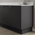 Super matt charcoal 16mm continuous plinth 2.75m fitted with base cabinet and white worktop