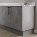 Concrete accent 15mm MFC continuous plinth fitted with base cabinet and white worktop