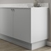 Hockley super matt dove grey continuous MDF plinth 3m fitted with base cabinet and white worktop