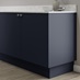Hockley super matt navy continuous MDF plinth 3m fitted with base cabinet and white worktop