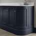 Elmbridge navy decorative curved plinth fitted with base cabinet and white worktop