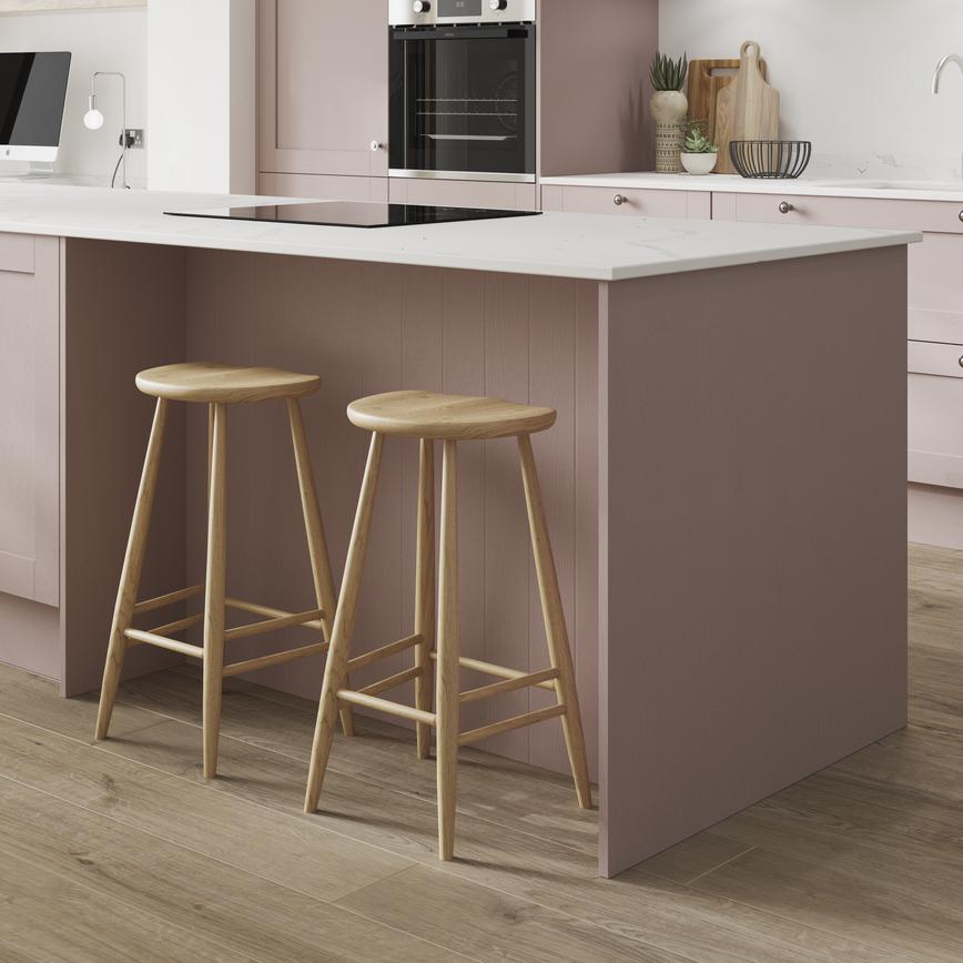 Graned Antique Rose Breakfast Bar Backing Panel Tongue and Groove Shown on Breakfast Bar with Bar Stools