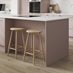 Graned Antique Rose Breakfast Bar Backing Panel Tongue and Groove Shown on Breakfast Bar with Bar Stools