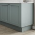 Grained Seafoam 18mm Continupus Plinth shown with cabinet