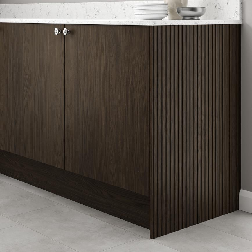 Textured Dark Oak 940mm x 600mm x 18mm Reeded End Panel