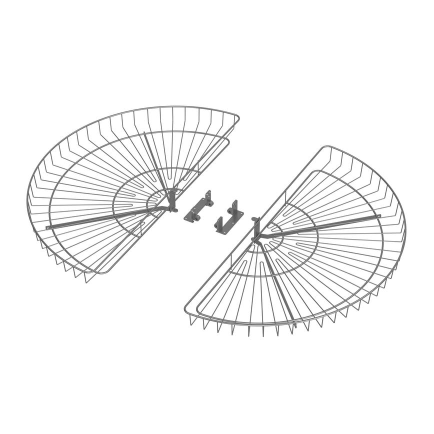 Standard Silver 1000mm Half Corner Carousel Isolated