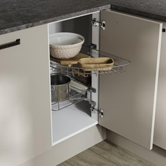 Standard Silver 800mm Half Corner Carousel Greenwich Gloss Sandston