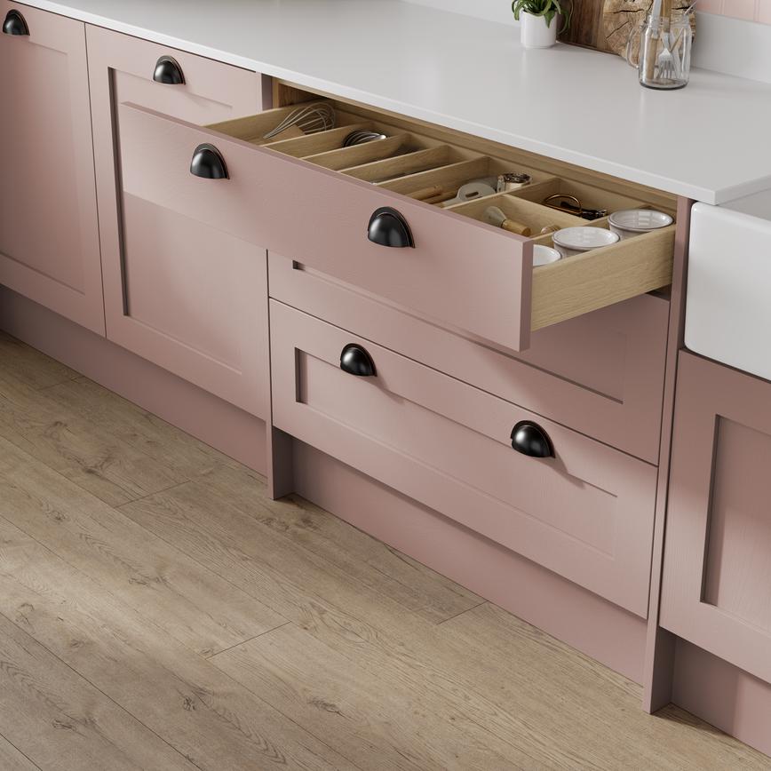 1000mm Contemporary Natural Oak Cutlery Tray And Ready Assembled Drawer