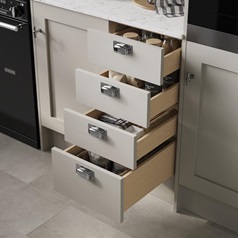 400mm Contemporary Natural Oak Cutlery Tray And Ready Assembled Drawer