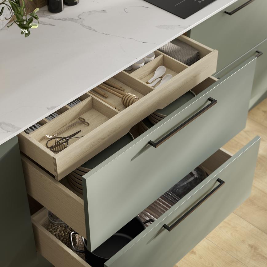 900mm Contemporary Natural Oak Cutlery Tray,  Ready Assembled Drawers
