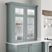 Grained Seafoam 50mm Thick Decor End Post Shown with Glass Dresser Cabinet