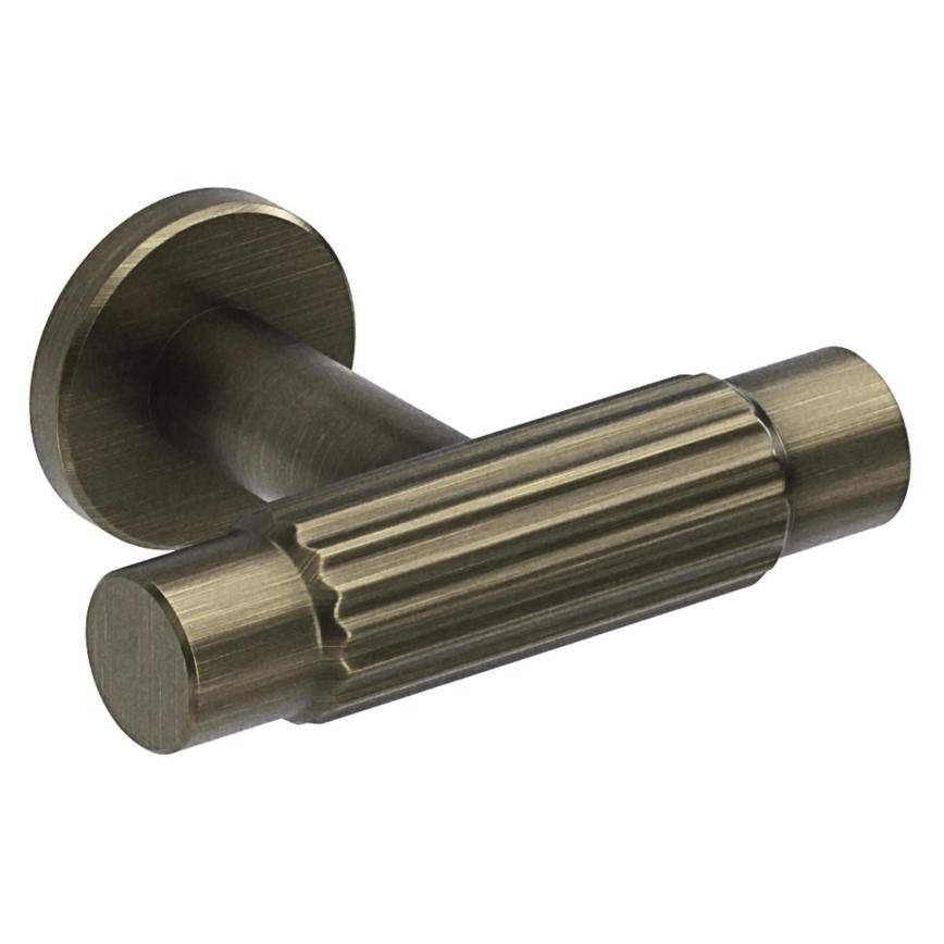 Fluted Aged Brass T-Knob