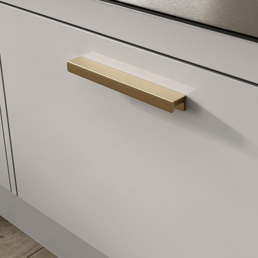 Ingot Brushed Brass Effect Mounted Trim Bar Cupboard Handle 190mm