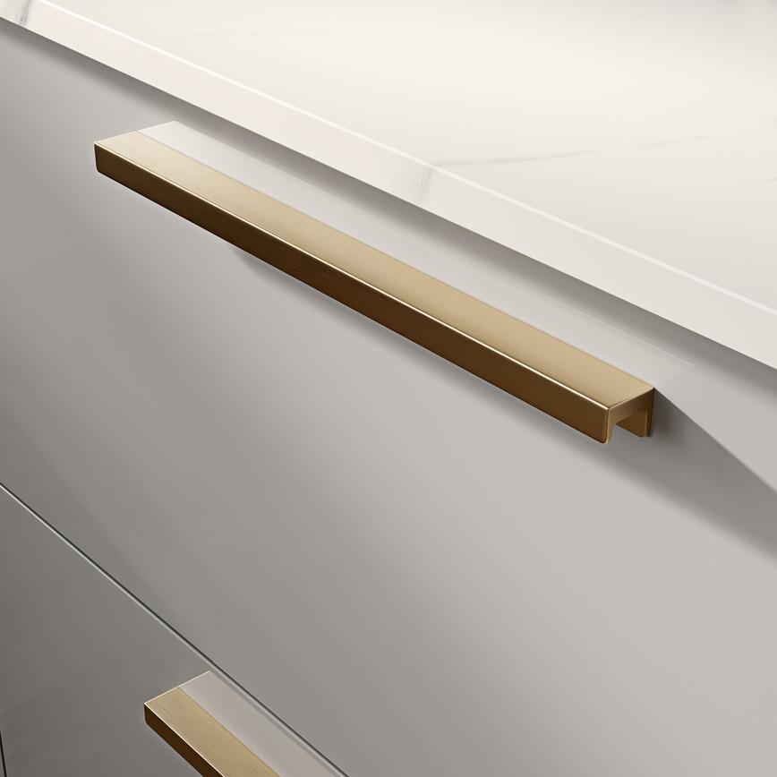 Ingot Brushed Brass Effect Mounted Trim Bar Cupboard Handle 350mm