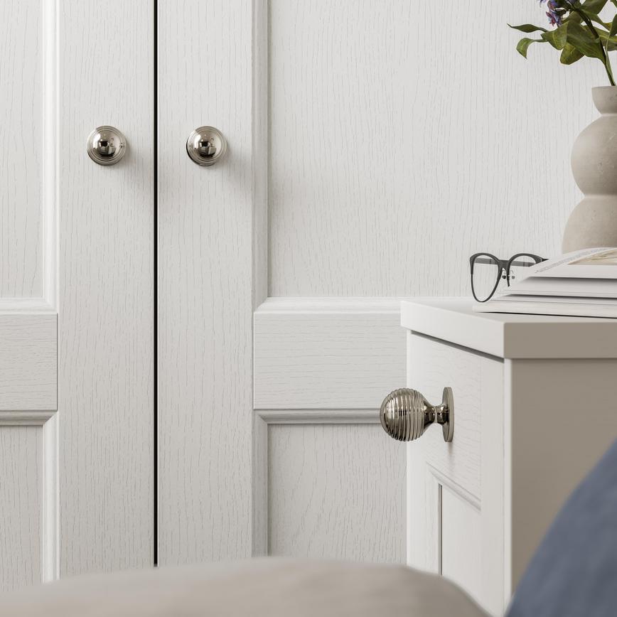 Beehive Polished Nickel Cabinet Knob on Wardrobe and Drawers