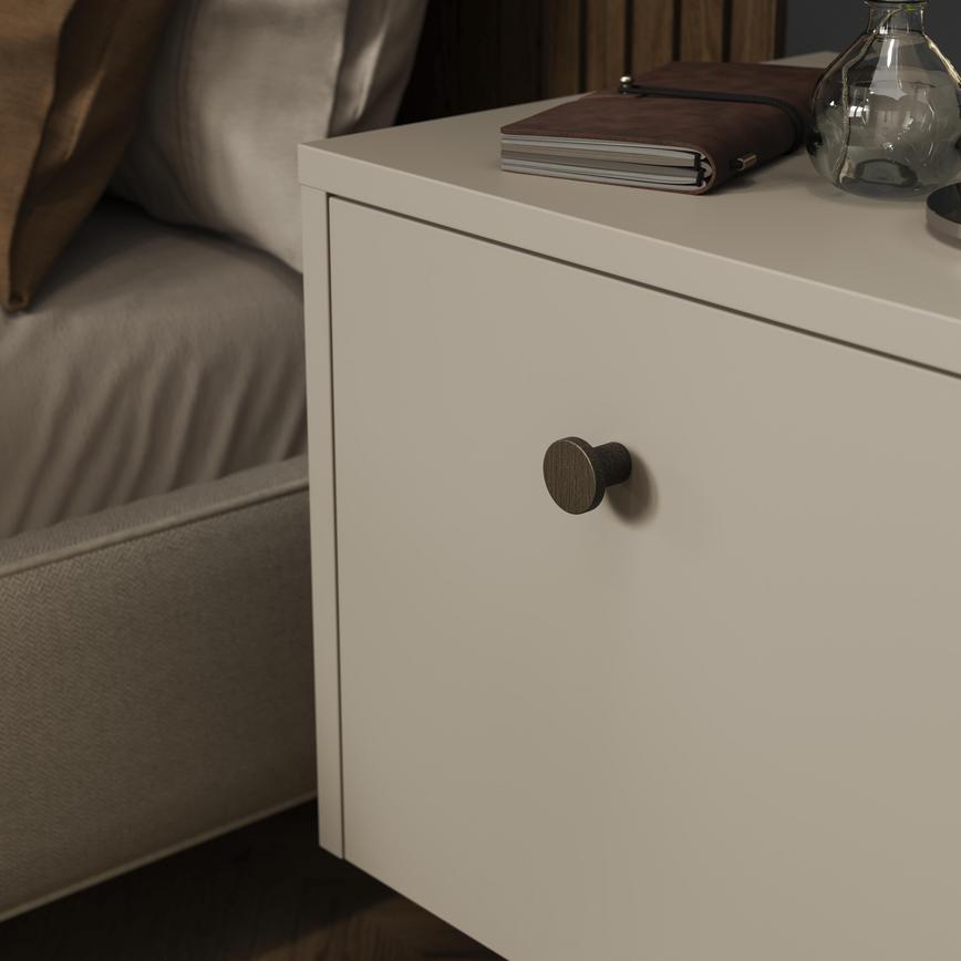 Reed Lacquered Dark Oak Classic Round Cupboard Door Knob 33mm