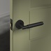 Iseo Knurled Matt Black Lever on Rose Door Handle And Eclipse Matt Black Case Backset Tubular Mortice Latch
