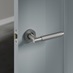 Iseo Knurled Satin Nickel Lever on Rose Door Handle And Eclipse Satin Chrome Case Backset Hinge and Latch