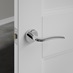 Yarwell Polished Chrome Lever on Rose Door Handle And Eclipse Satin Chrome Case Backset Hinge and Latch