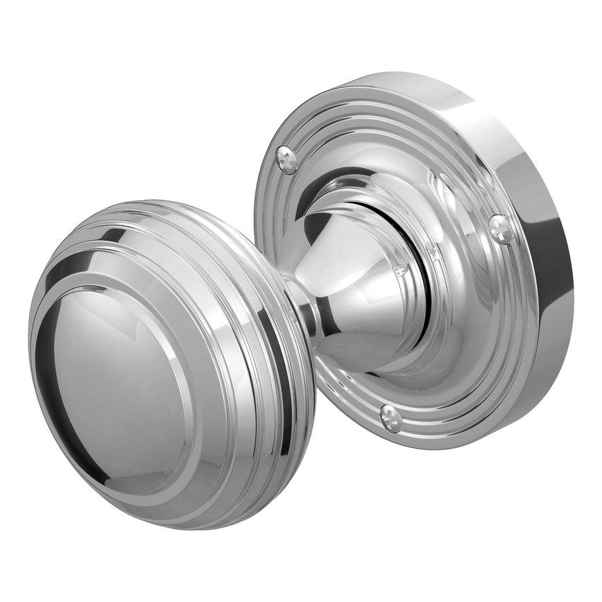 Beehive Polished Chrome Ringed Traditional Mortice Door Knob    
