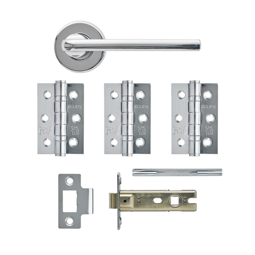 Munch Polished Chrome Lever on Rose Door Handle Pack