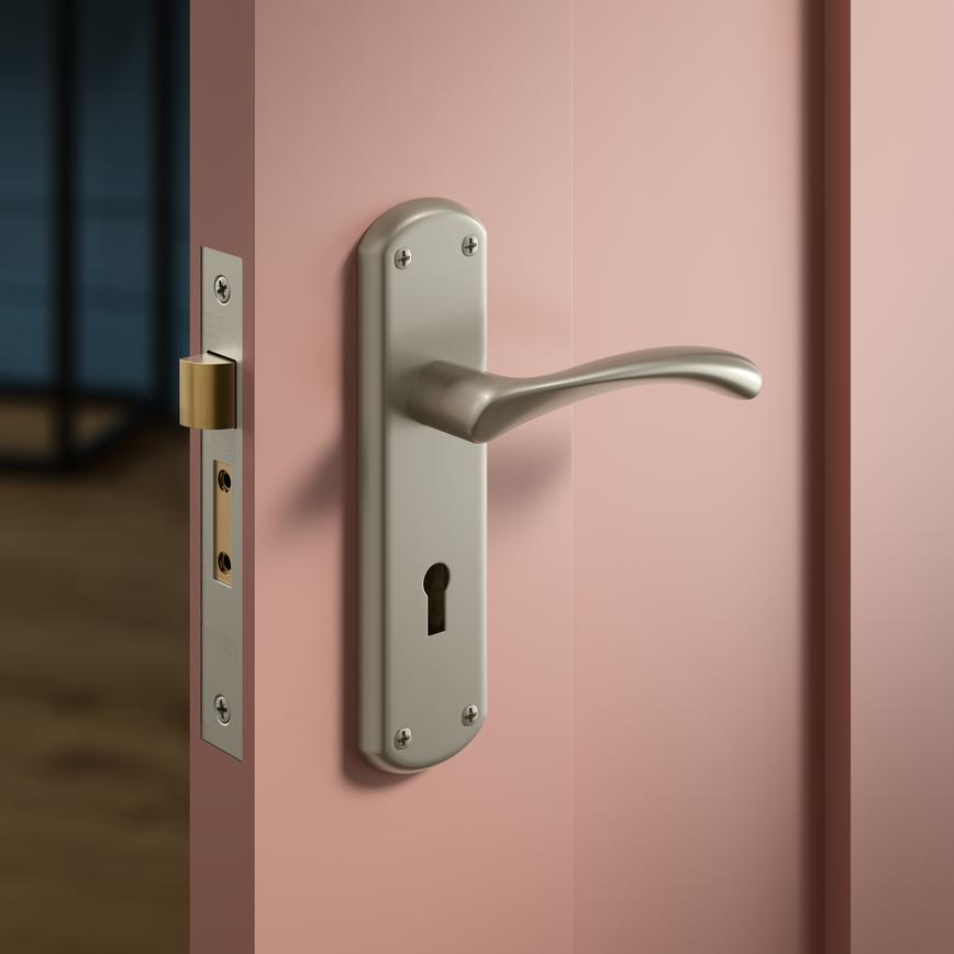 Garda Satin Nickel Lock Handle Situational