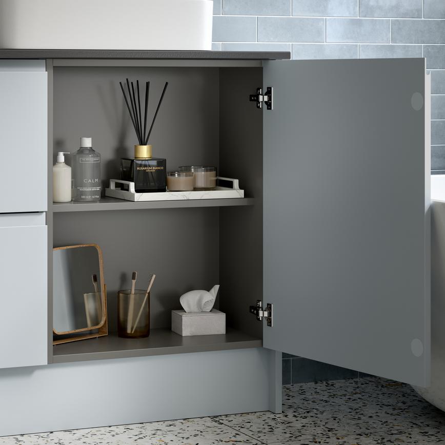 Clerkenwell Super Matt Mist Bathroom Open Cabinet