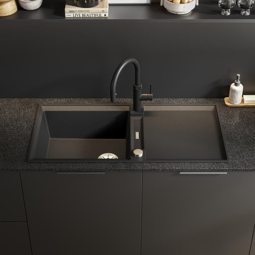 Blanco Granite Single Bowl Black Front