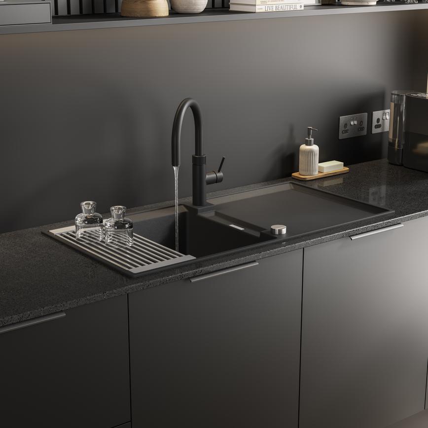 Blanco Granite Single Bowl Black Angle