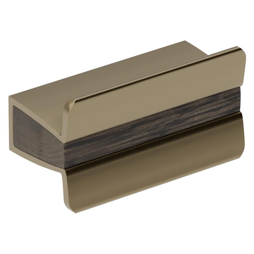 Verve Matt Brass and Dark Oak Mounted Trim Bar Cupboard Handle 50mm