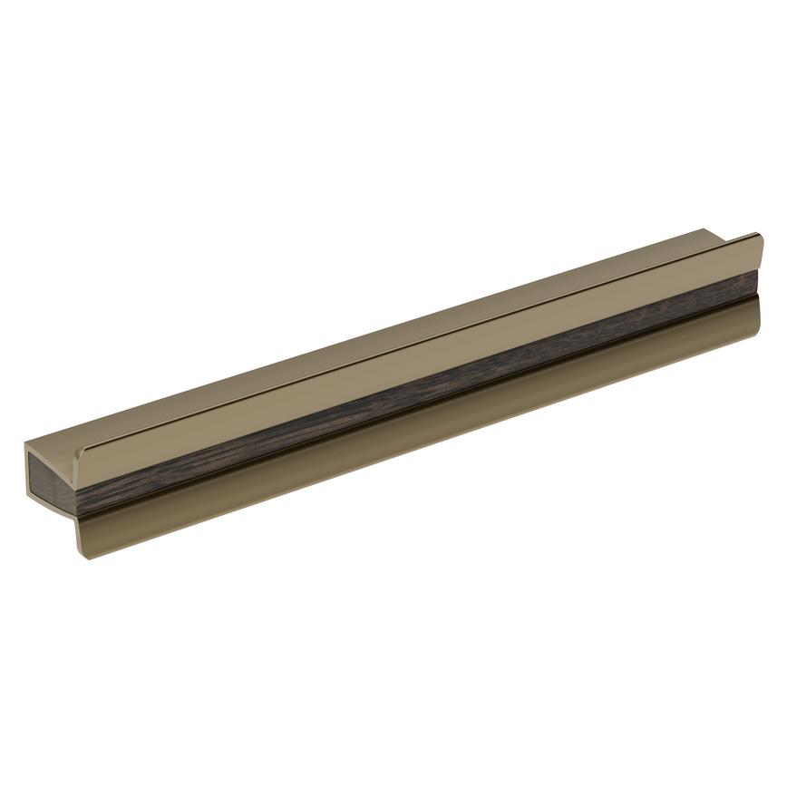 Verve Matt Brass and Dark Oak Mounted Trim Bar Cupboard Handle 200mm