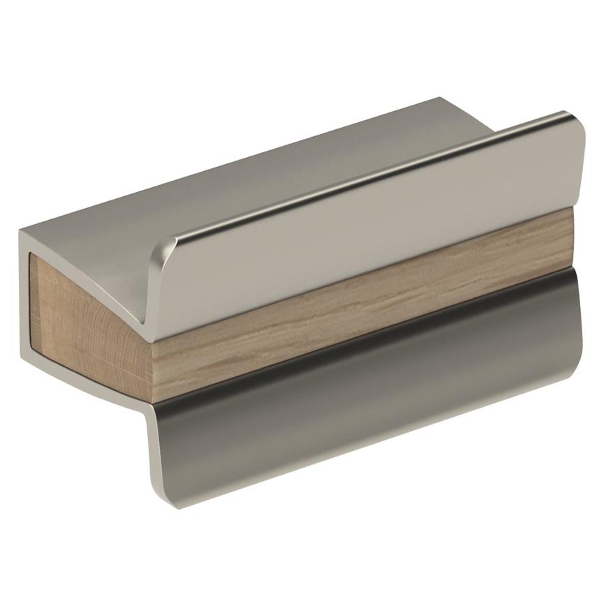 Verve Brushed Nickel and Oak Mounted trim Bar Cupbaord Handle  50mm