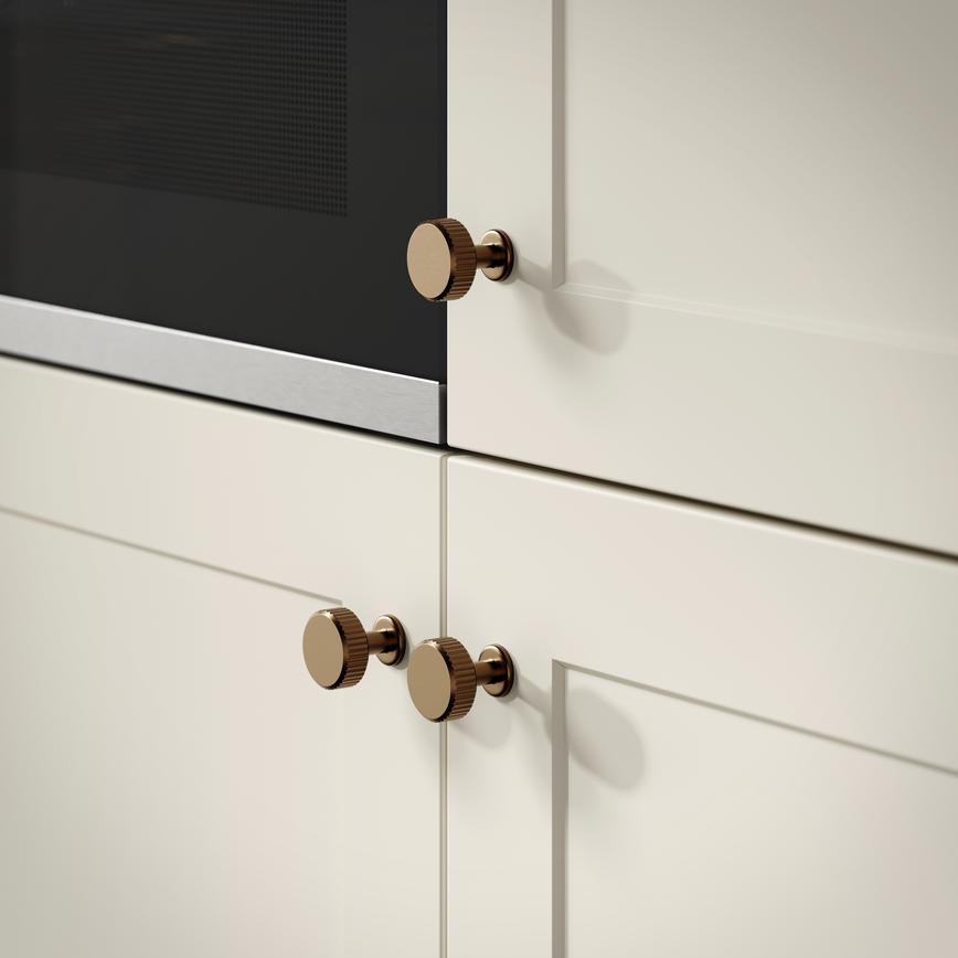 Fluted Matt Bronze Classic Round Cupboard Door Knob 30mm