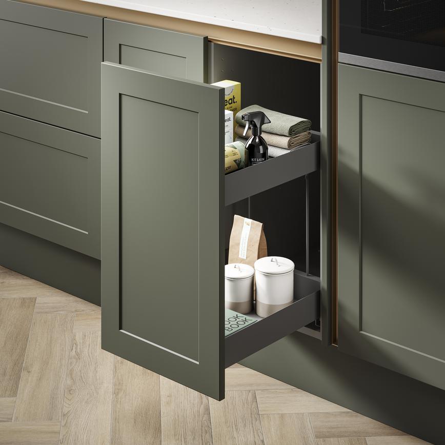 Croft Grey 400mm Ready Assembled Pre-Fitted Pull Forward Handleless Base Cabinet
