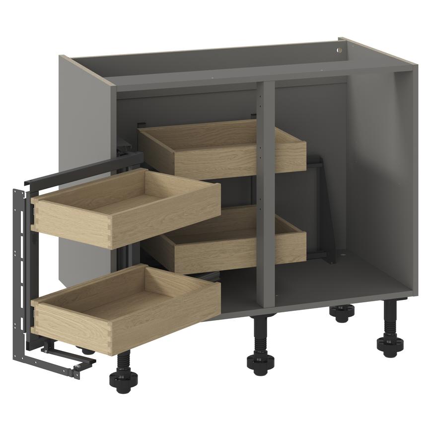 Croft Grey 1000mm Ready Assembled Pre-Fitted Frame Only Left Hand Pull Forward Corner Cabinet