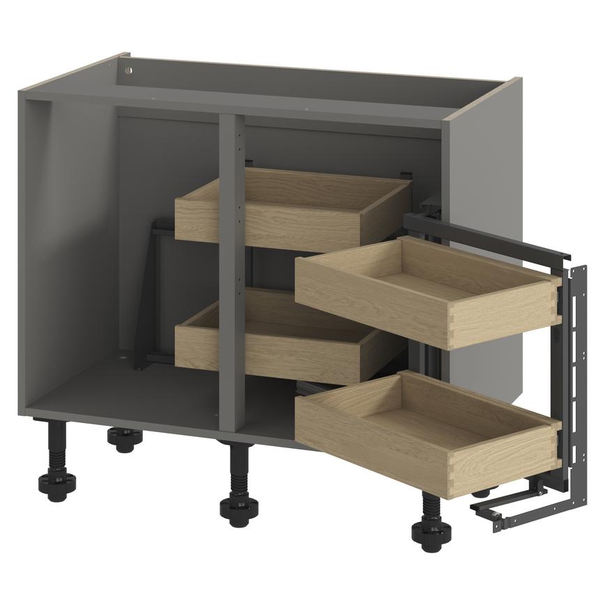 Croft Grey 1000mm Ready Assembled Pre-Fitted Frame Only Right Hand Pull Forward Corner Cabinet