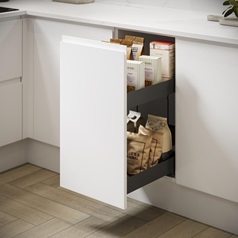 White 400mm Ready Assembled Pre-Fitted Pull Forward Base Cabinet