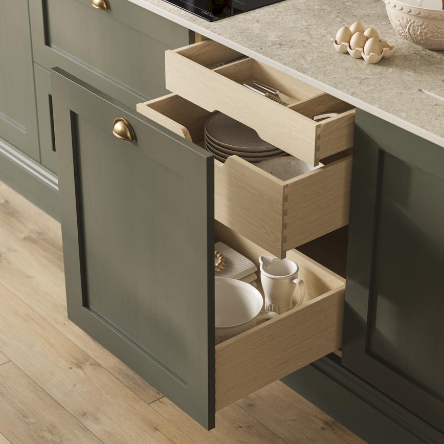 Internal 3 Drawer Timber Chilcomb Ash Green