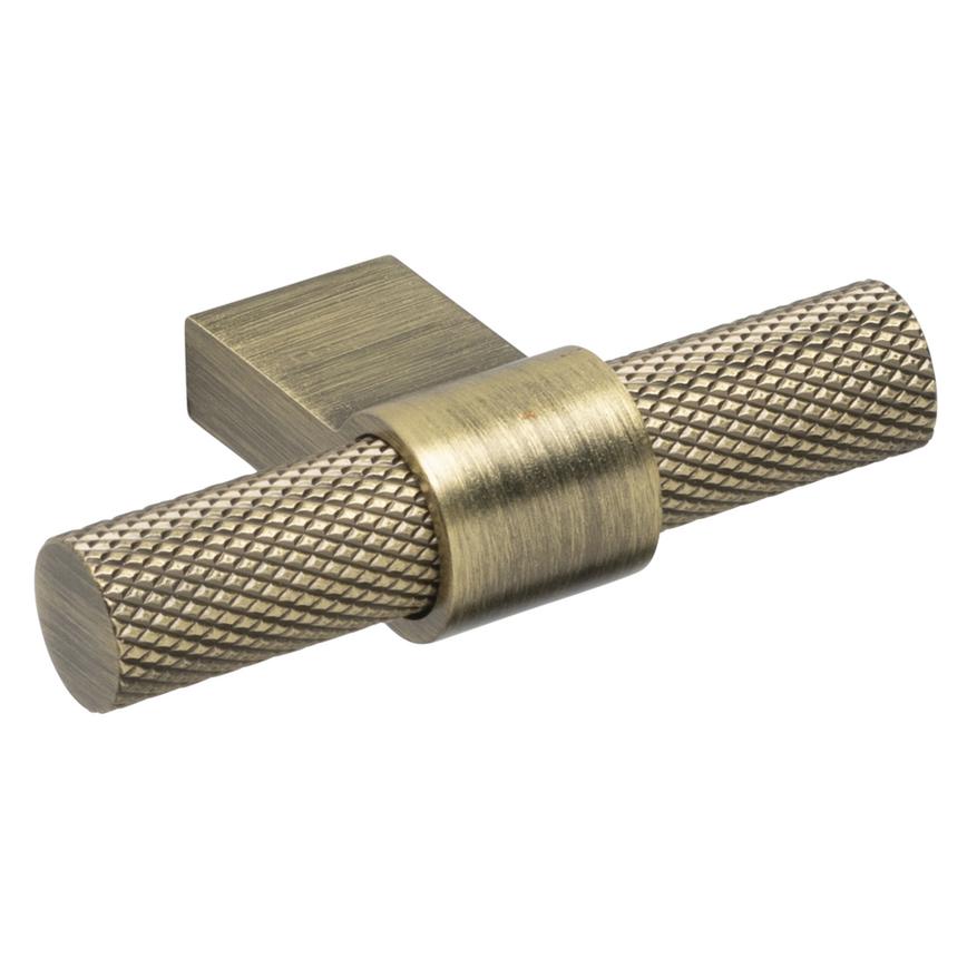 Aged brass effect knurled T bar handle